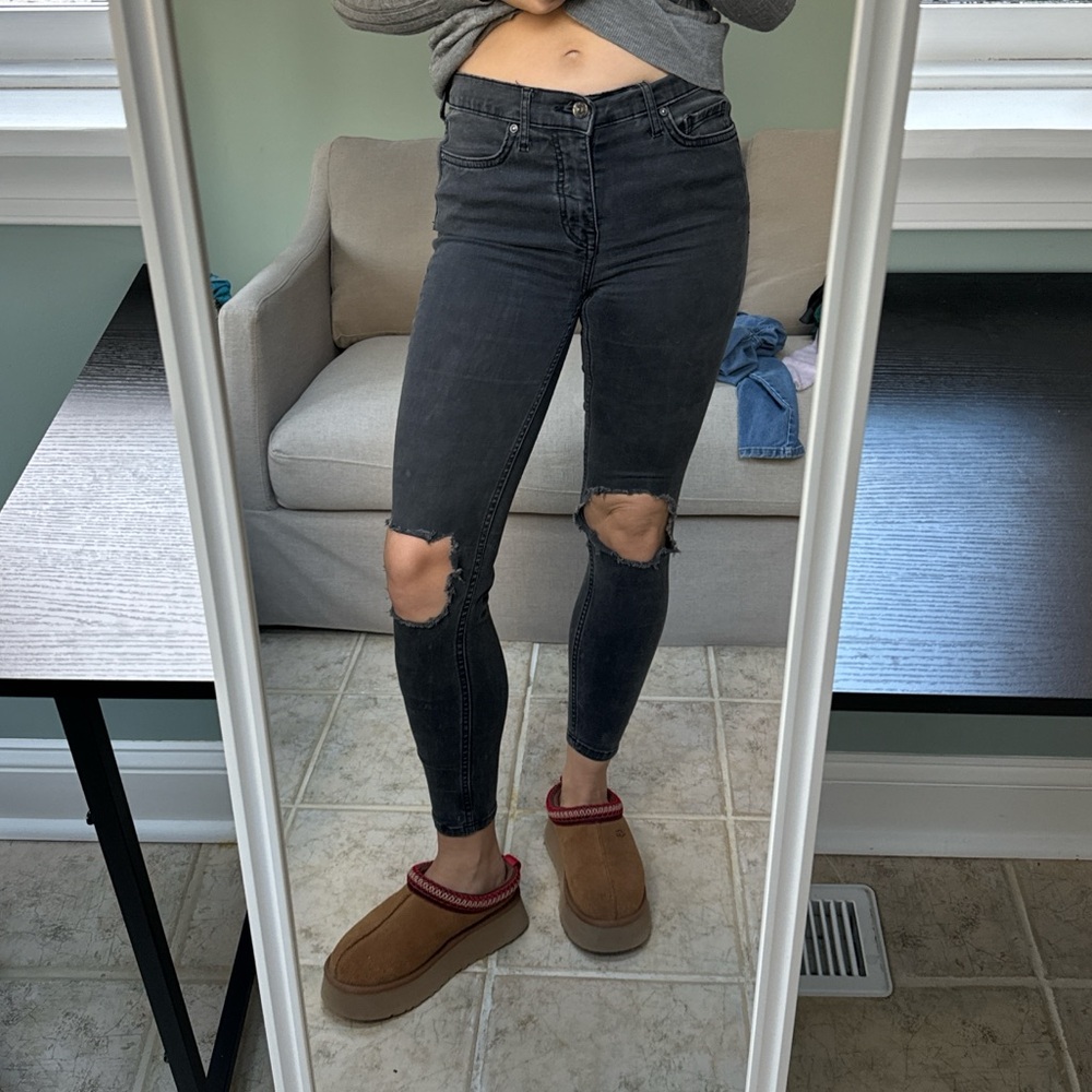 Free people let black ripped skinny jeans